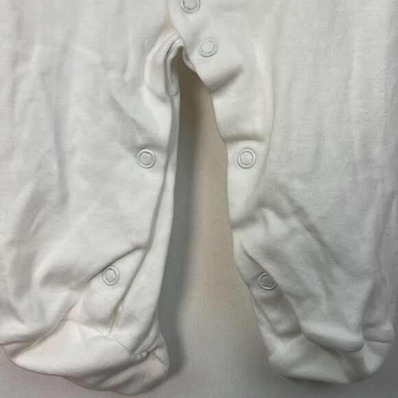 Hug Me First White with yellow embroidery smocked Pima Cotton Footie EUC 0-3 m - Picture 8 of 11